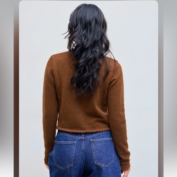 Cider Brown Floral Embroidery Women's Sweater - Picture 3 of 10